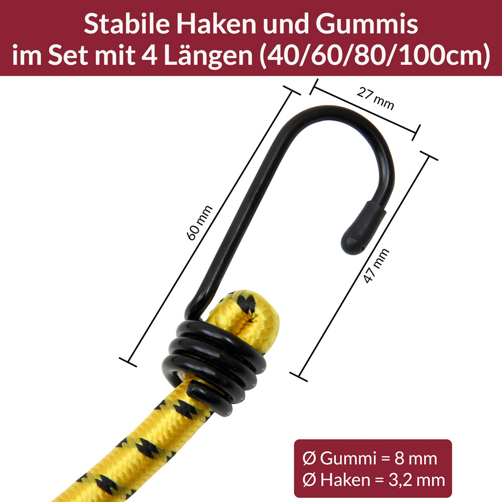 Set Corde elastiche diverse lunghezze 8 pezzi