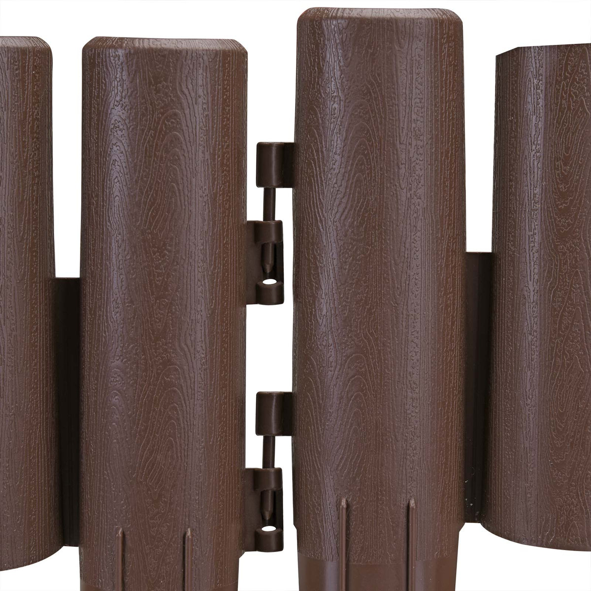 Recinzione giardino set 1x 8 pz marrone plastica 2,24m