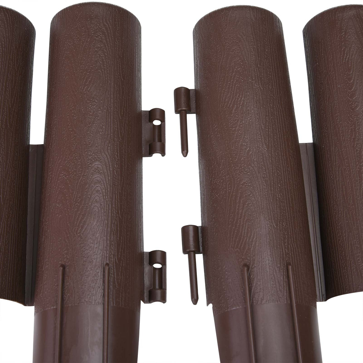 Recinzione giardino set 1x 8 pz marrone plastica 2,24m