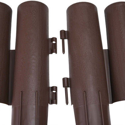 Recinzione giardino set 1x 8 pz marrone plastica 2,24m