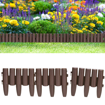 Recinzione giardino set 1x 8 pz marrone plastica 2,24m