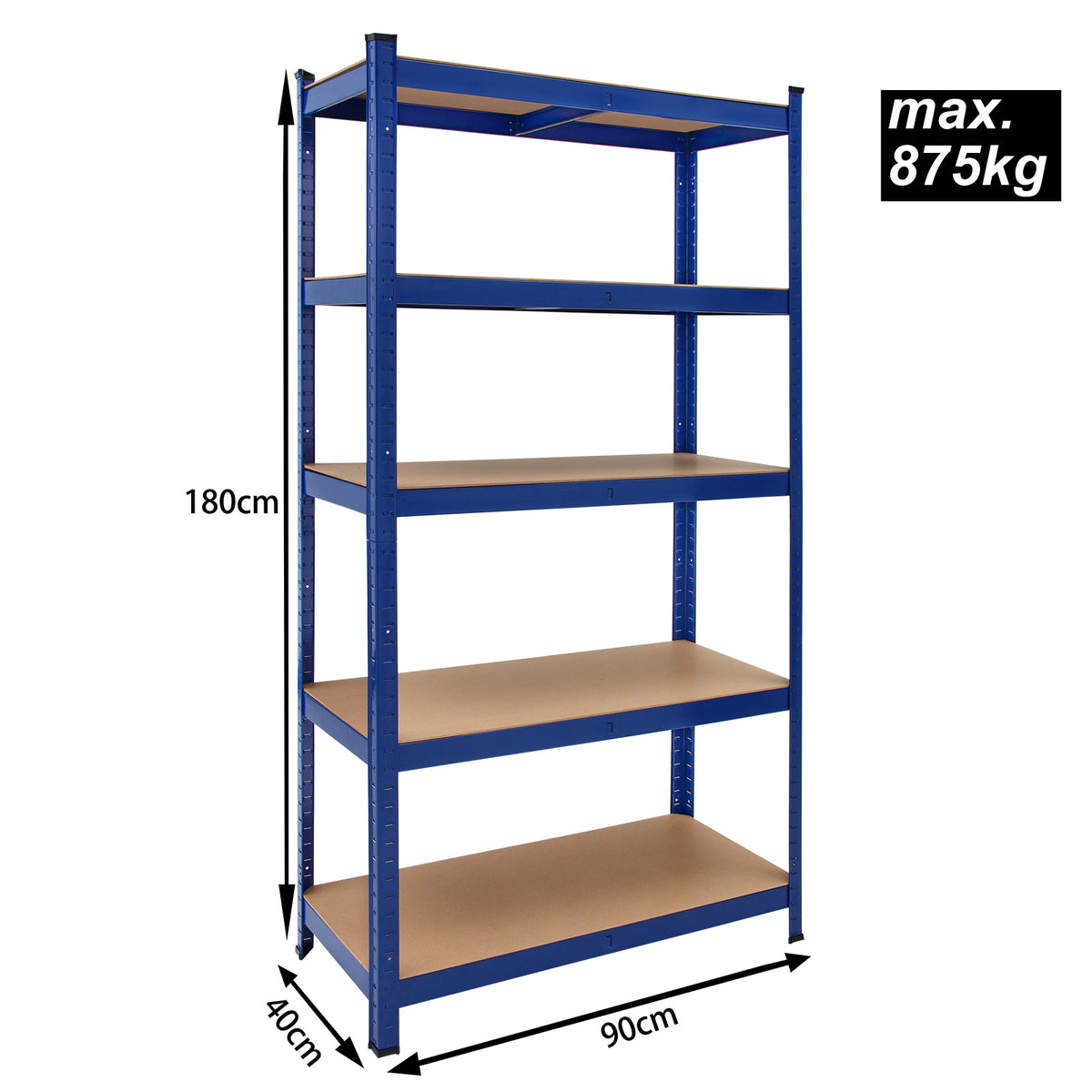 Scaffale alta portata 875kg metallo blu 180x90x40cm