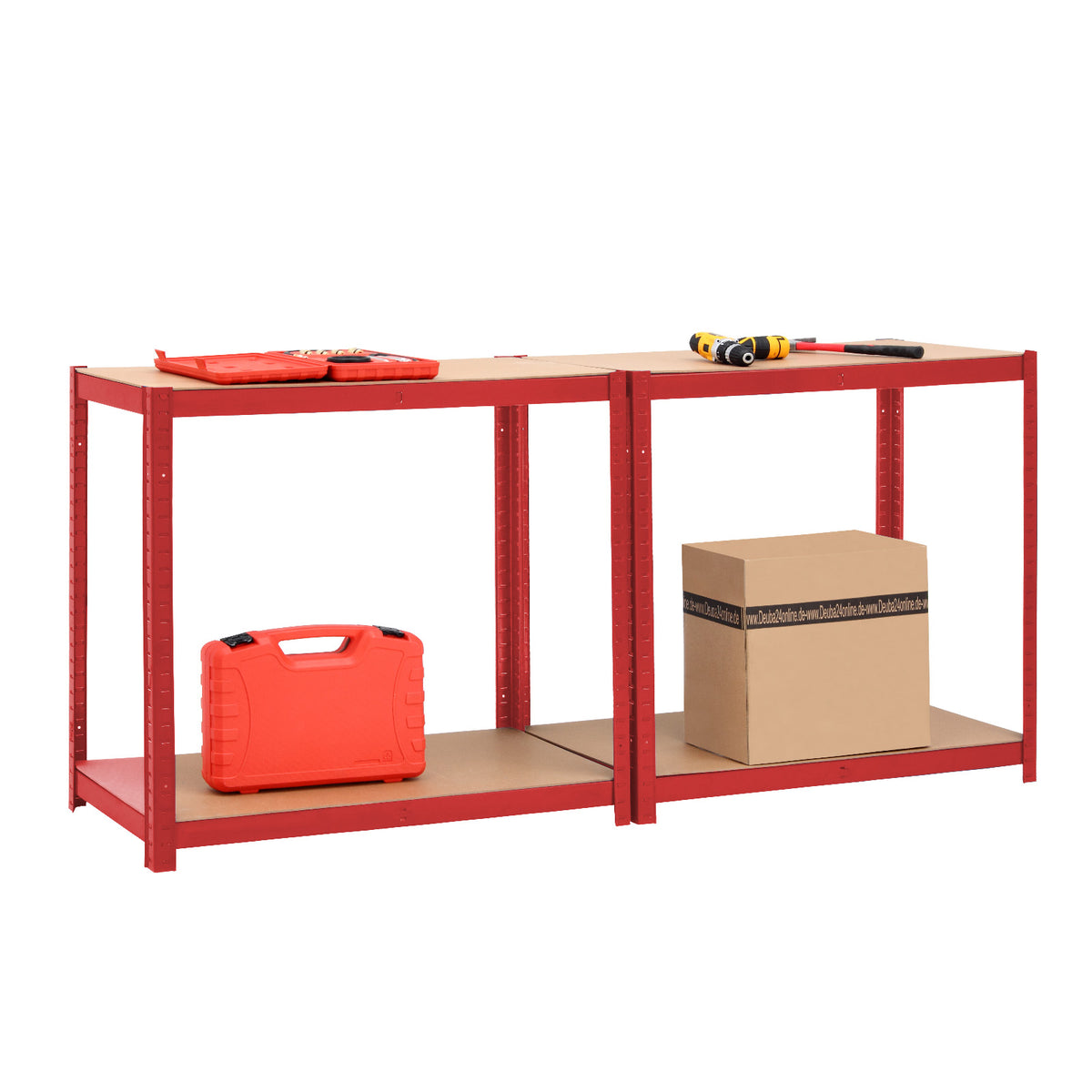 Scaffale alta portata 875kg metallo rosso 180x90x40cm