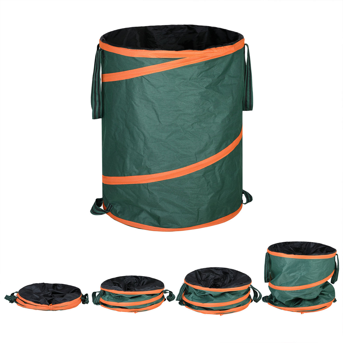 Set 3 Sacco da giardino pieghevole con chiusura verde 165l
