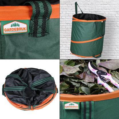 Set 3 Sacco da giardino pieghevole con chiusura verde 165l