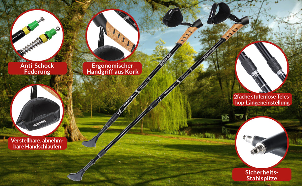 Racchette da Nordic Walking regolabili grigio alluminio