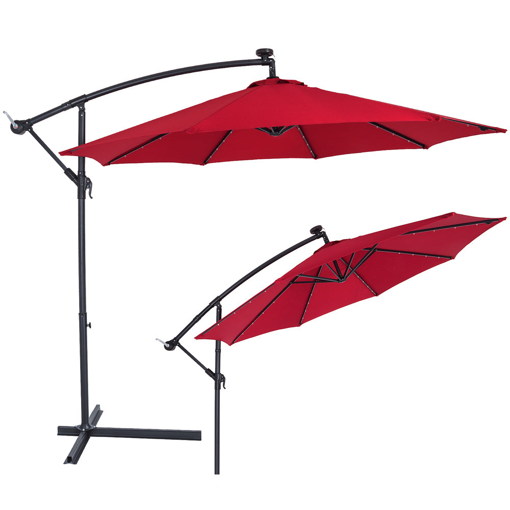 Ombrellone decentrato Mali LED rosso Ø350cm UV30+