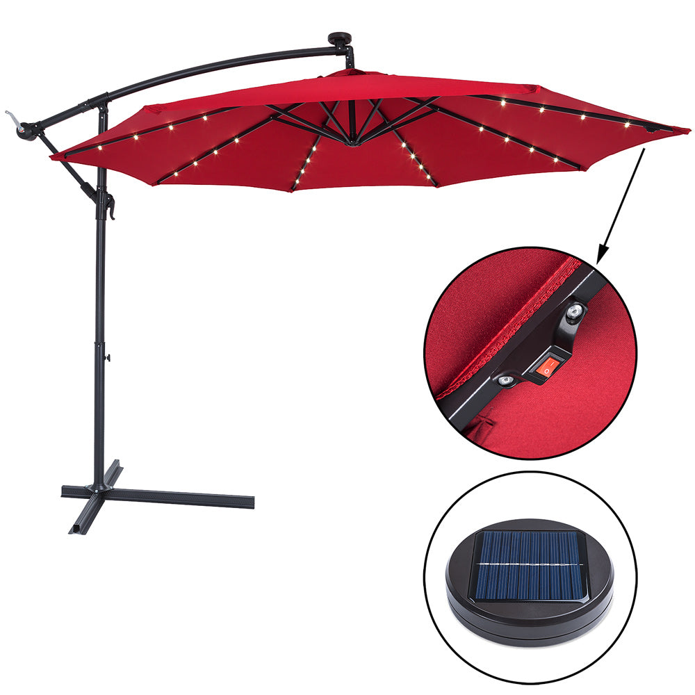 Ombrellone decentrato Mali LED rosso Ø350cm UV30+