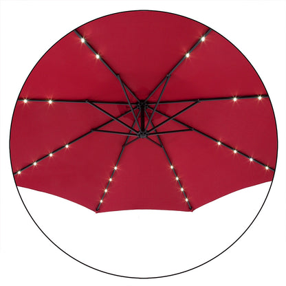 Ombrellone decentrato Mali LED rosso Ø350cm UV30+