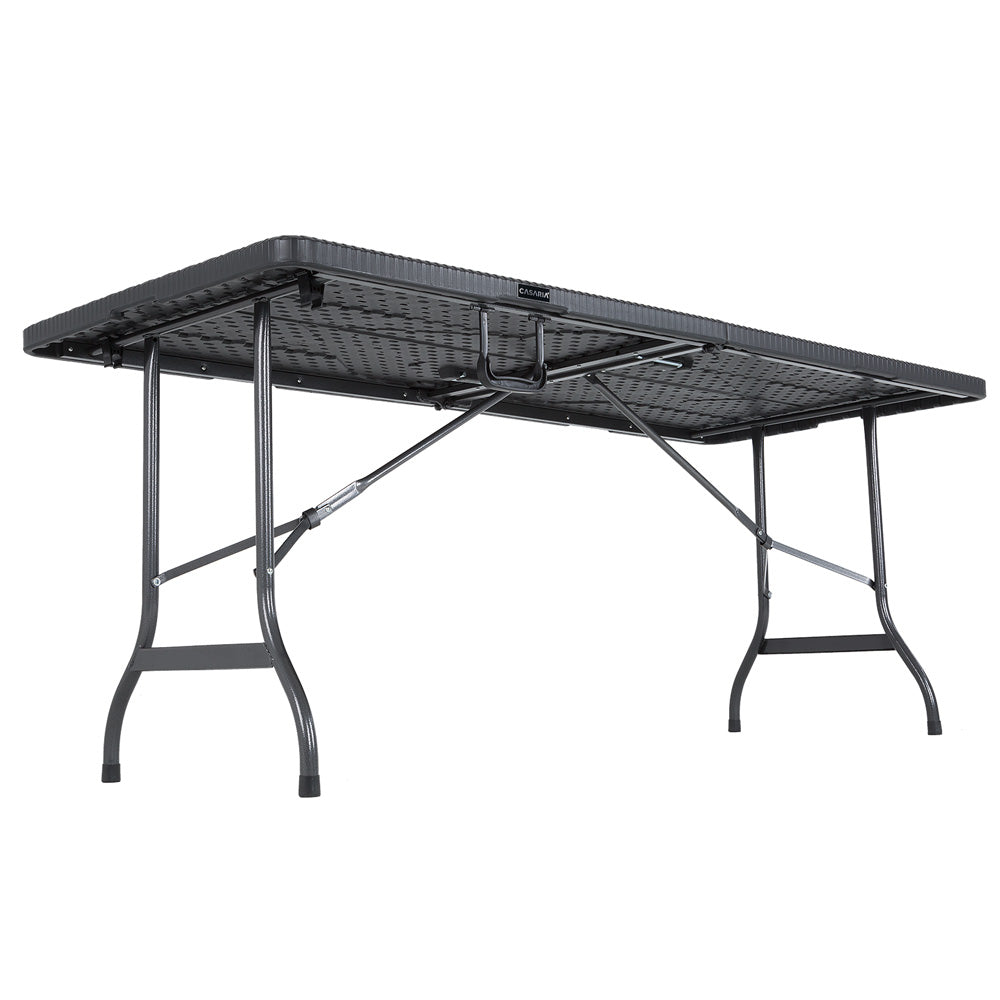 Tavolo da giardino nero optica polyrattan 180x75x73cm