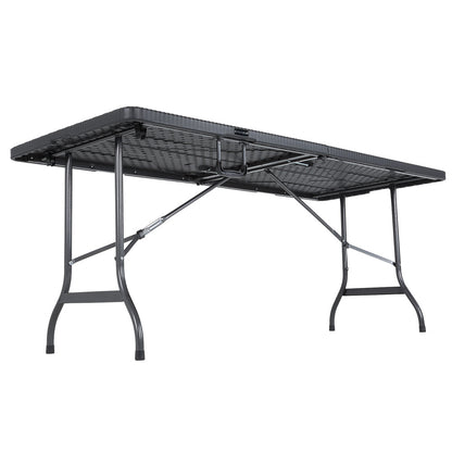 Tavolo da giardino nero optica polyrattan 180x75x73cm