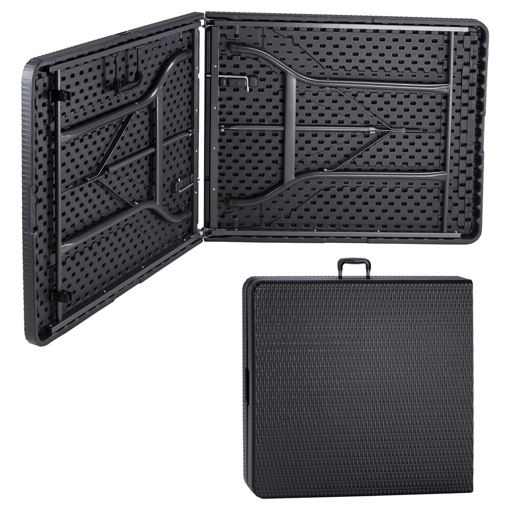 Tavolo da giardino nero optica polyrattan 180x75x73cm