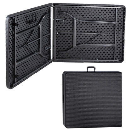 Tavolo da giardino nero optica polyrattan 180x75x73cm