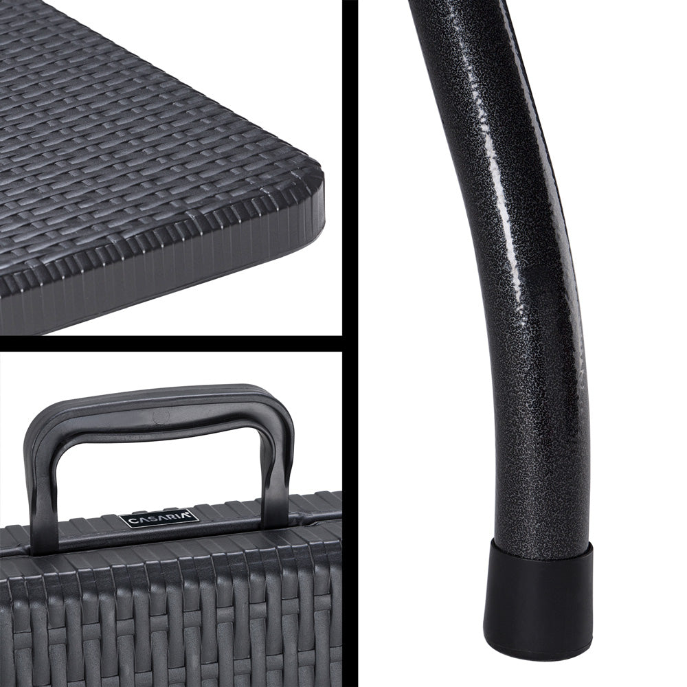 Tavolo da giardino nero optica polyrattan 180x75x73cm