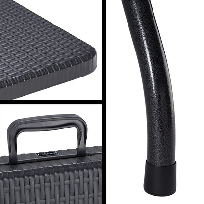 Tavolo da giardino nero optica polyrattan 180x75x73cm