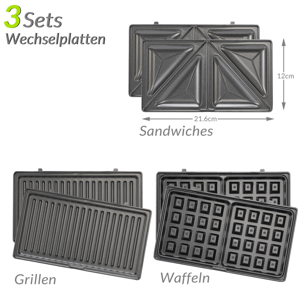 Grill a contatto 3 in 1 nero-argento 800 W
