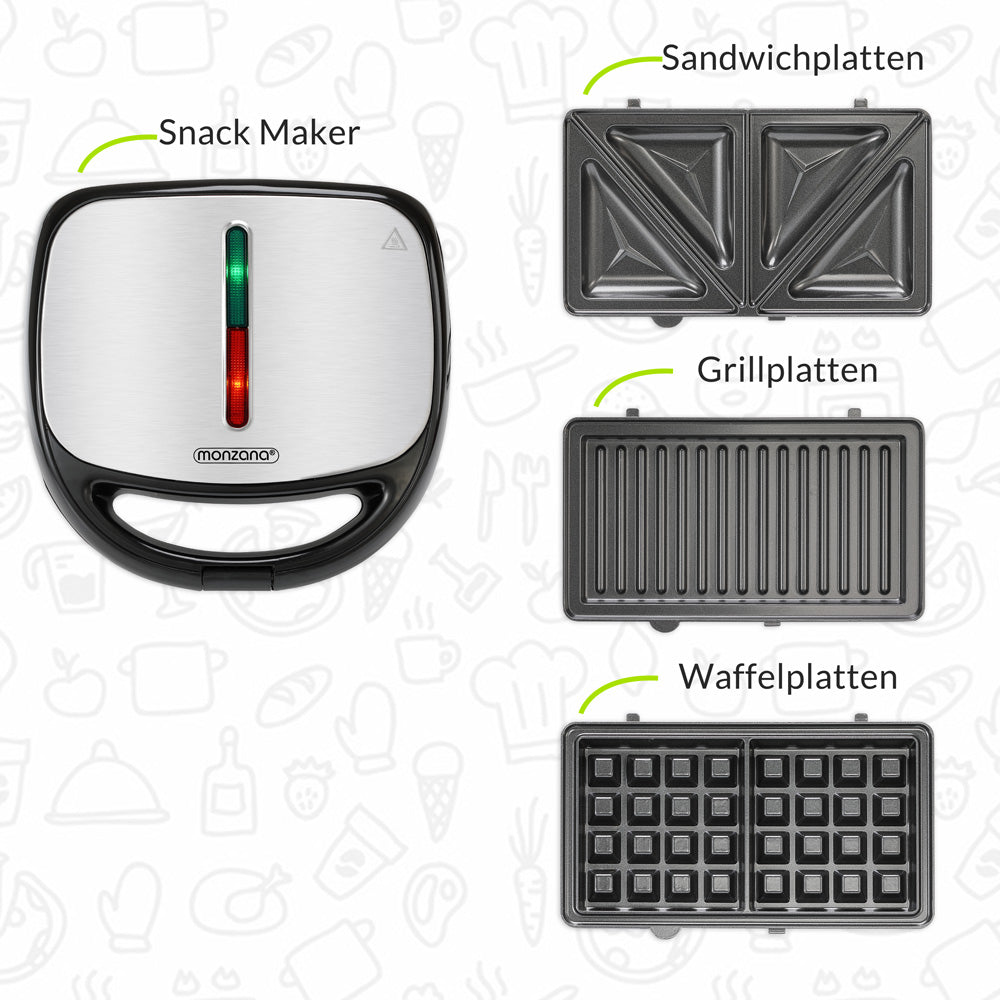 Grill a contatto 3 in 1 nero-argento 800 W