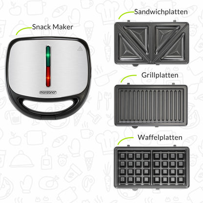 Grill a contatto 3 in 1 nero-argento 800 W