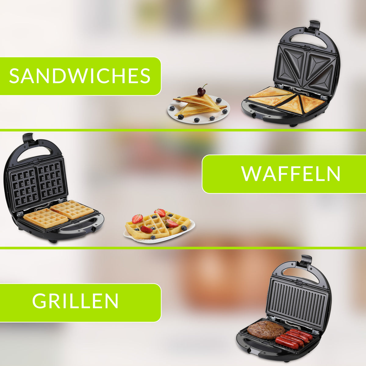 Grill a contatto 3 in 1 nero-argento 800 W