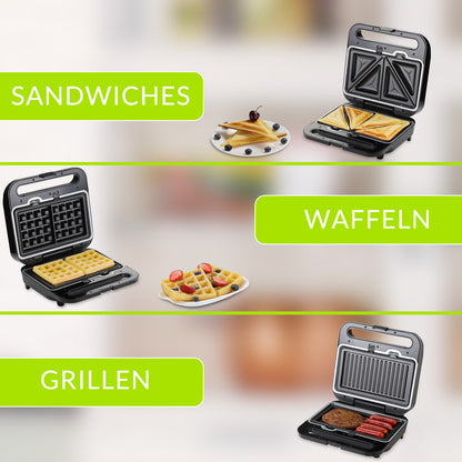 Grill a contatto 3 in 1 nero-argento 1000 W