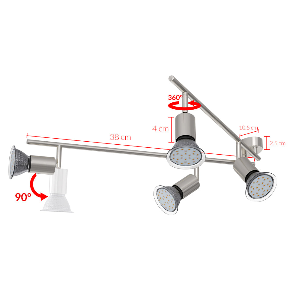 Plafoniera Amaryllis 4 luci LED rotonda 3W 300x125mm