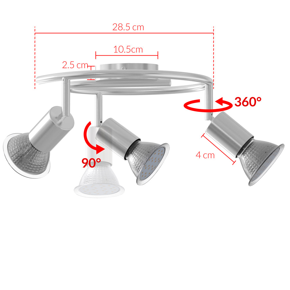 Plafoniera Amaryllis 3 luci LED rotondo 3W 300x125mm