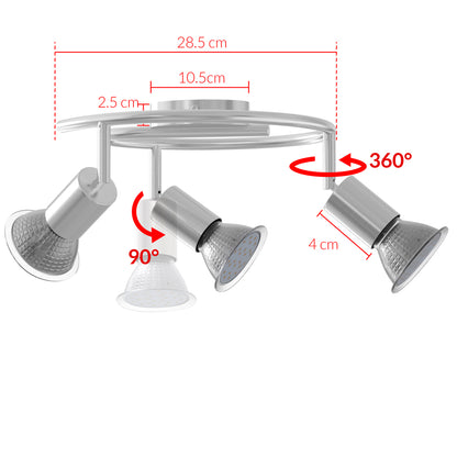 Plafoniera Amaryllis 3 luci LED rotondo 3W 300x125mm