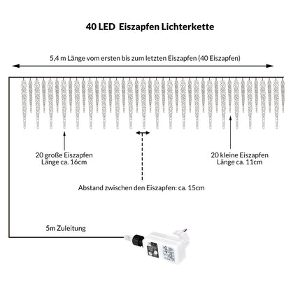 Catena di ghiaccioli LED 10,4m blu