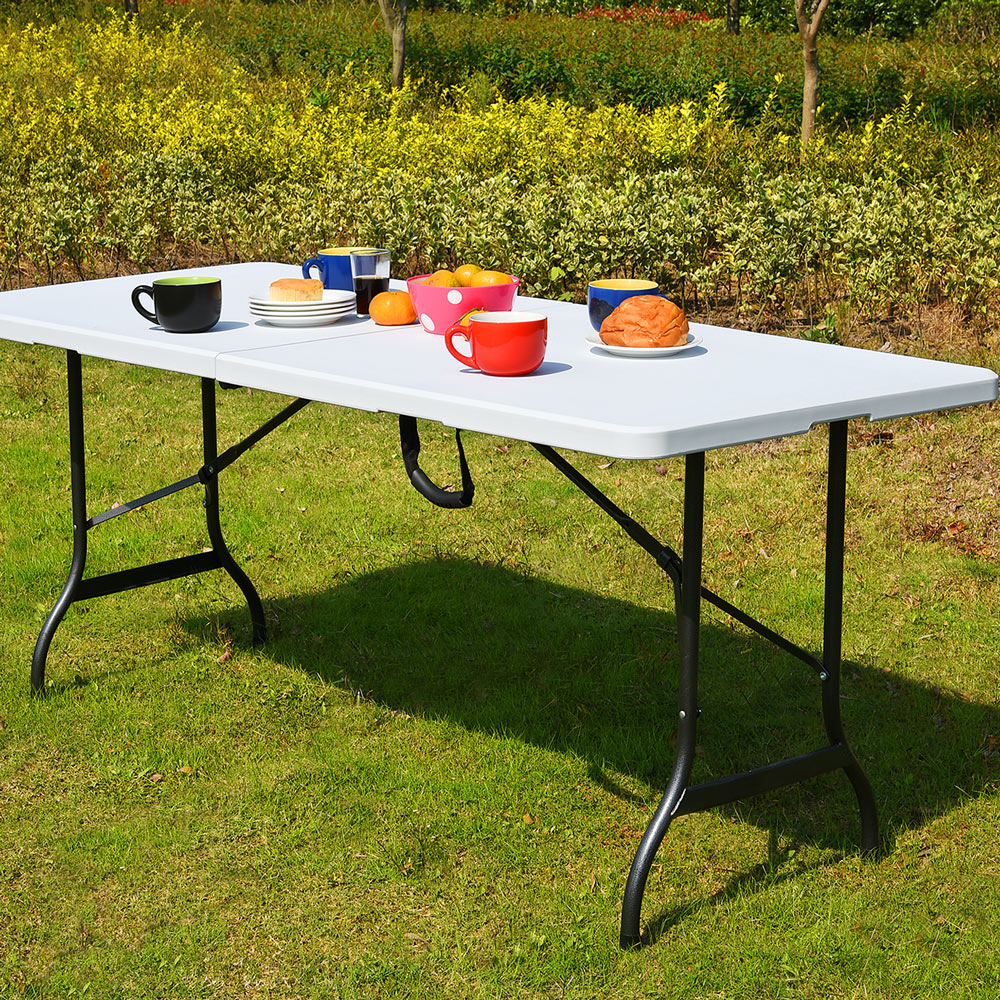 Tavolo da giardino bianco 220x70x72cm pieghevole
