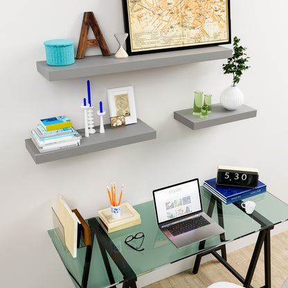 Mensola da parete 90cm grigio con supporto