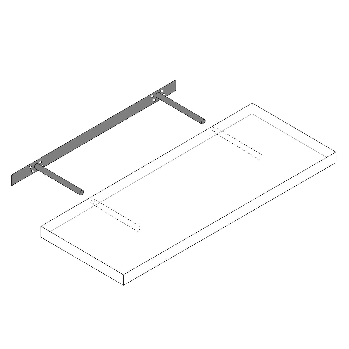 Mensola da parete 90cm grigio con supporto