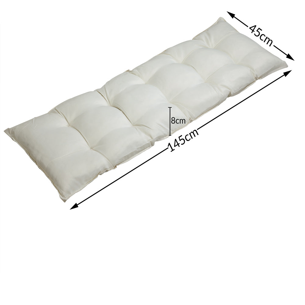 Cuscino per panchina da giardino crema 145x45x8cm