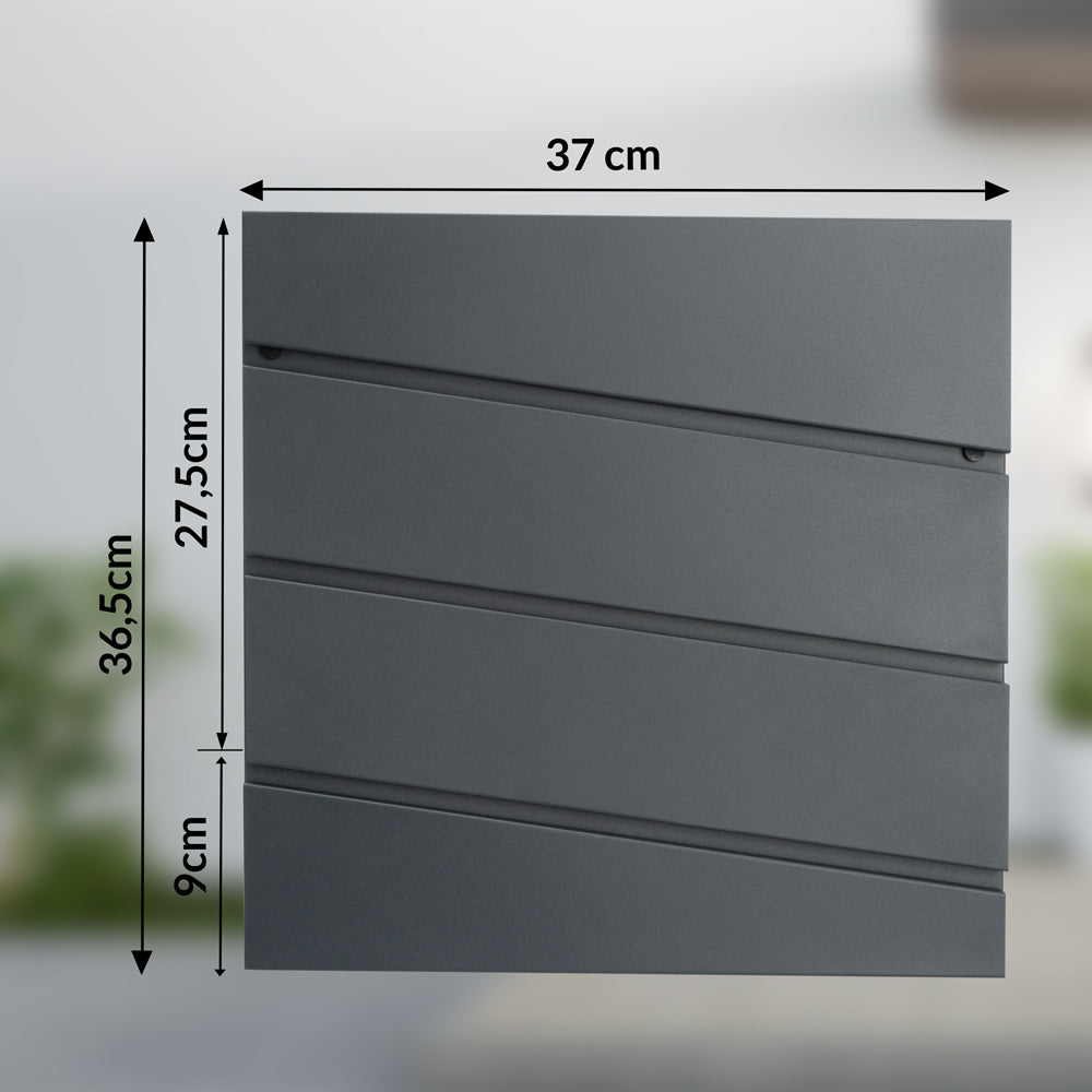 Cassetta postale acciaio antracide 37x11x36,5cm