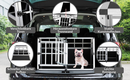 Box per trasporto cani XL alluminio 89x70x51cm