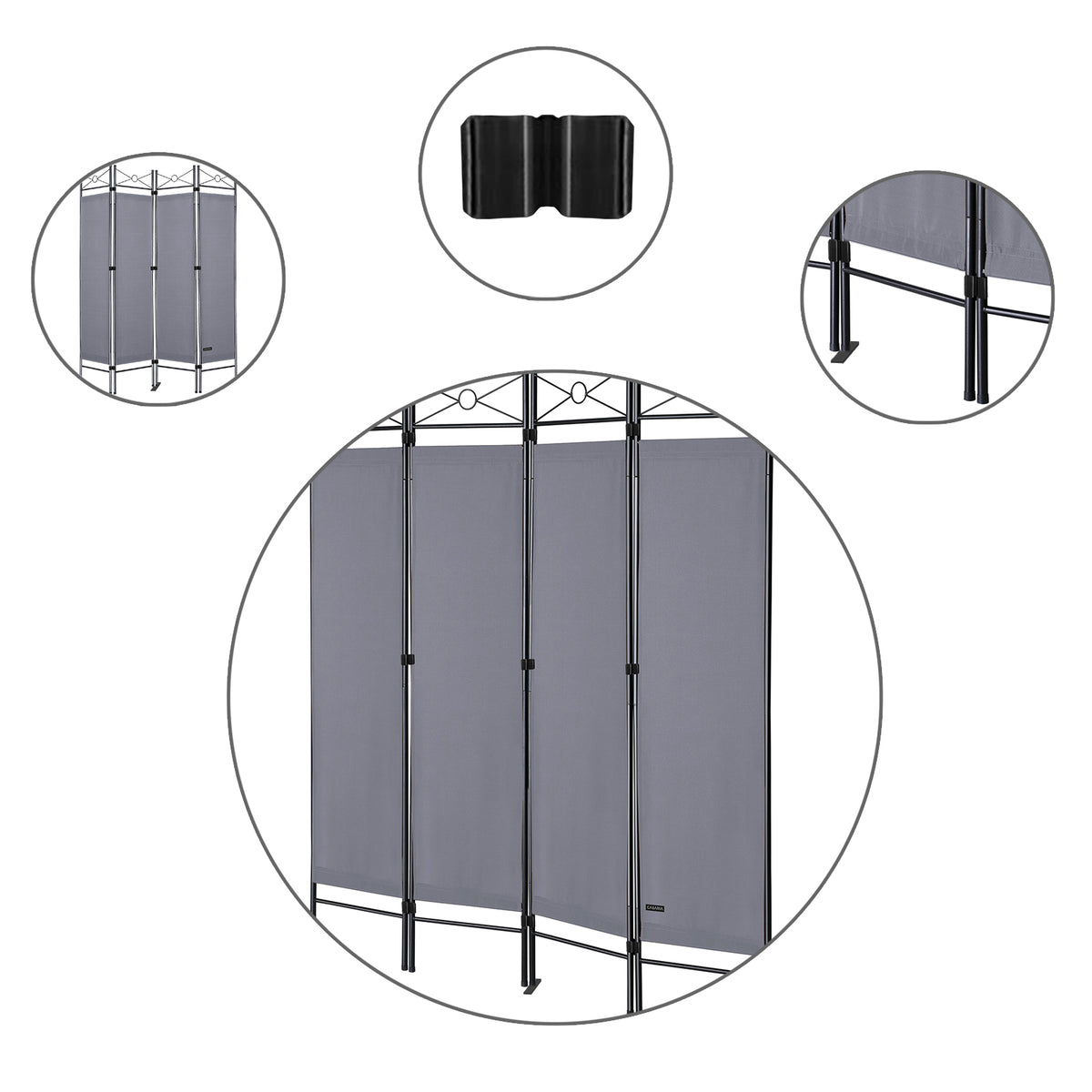 Paravento Lucca antracite 180x163cm