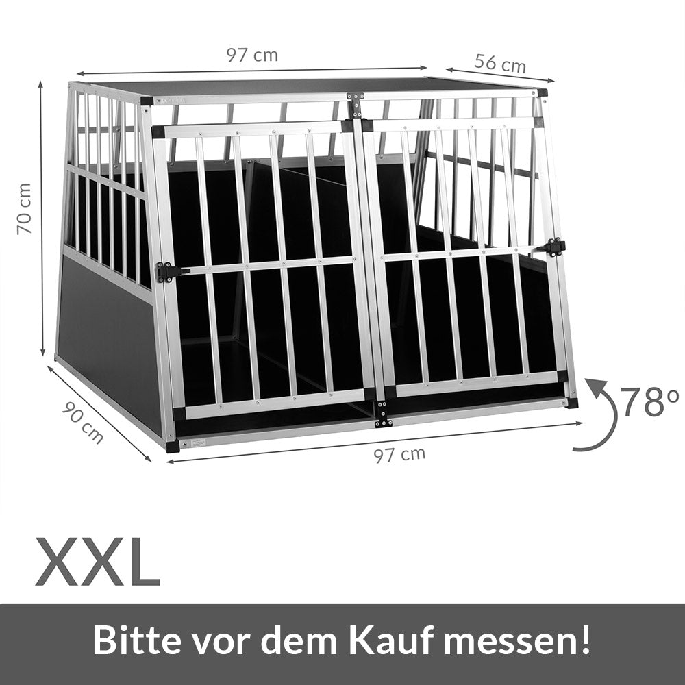 Box per trasporto cani XXL alluminio 97x90x70cm