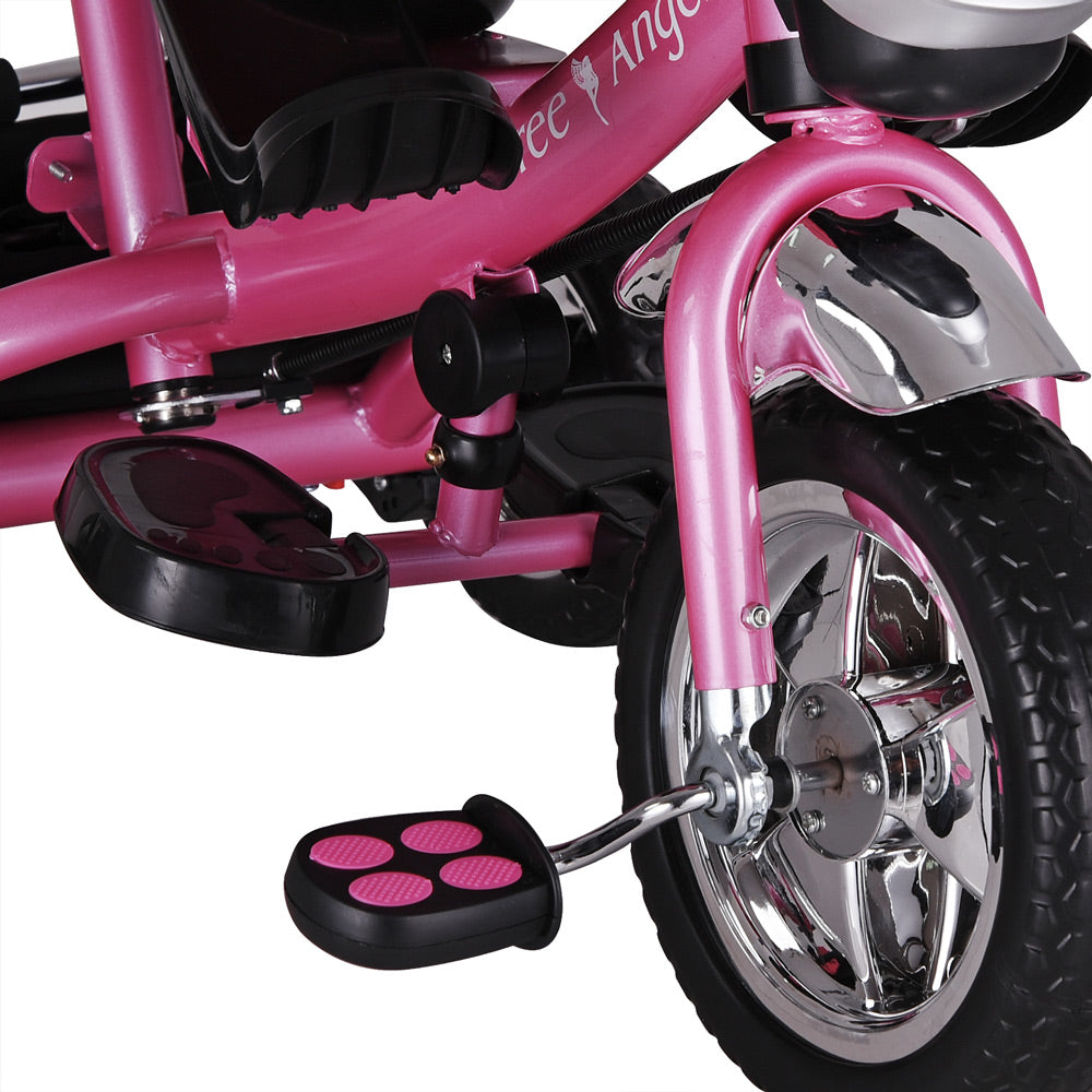 Triciclo passeggino per bambini rosa con cappotta