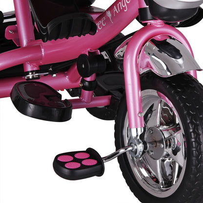 Triciclo passeggino per bambini rosa con cappotta