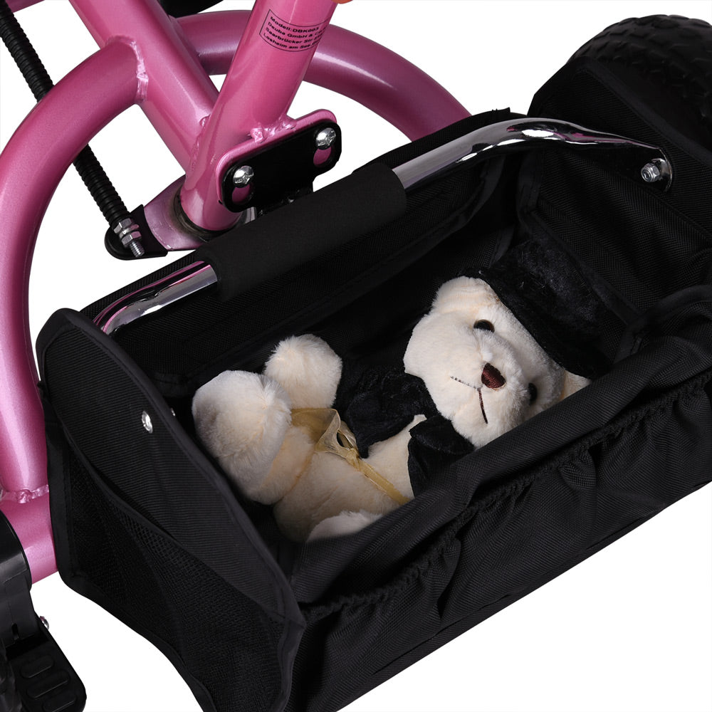Triciclo passeggino per bambini rosa con cappotta
