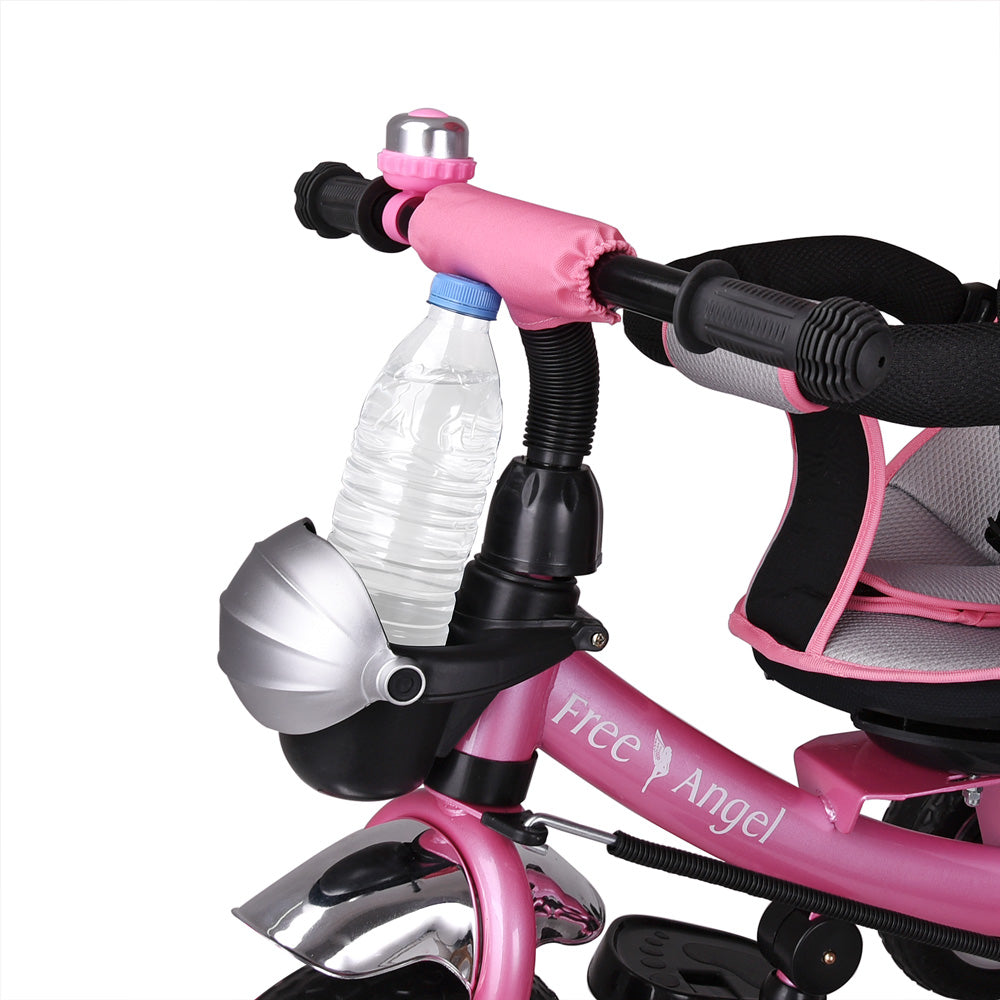 Triciclo passeggino per bambini rosa con cappotta