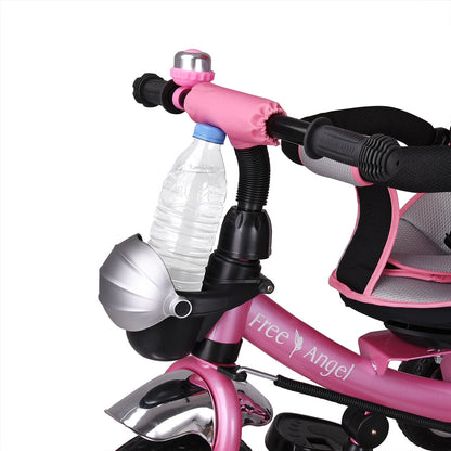 Triciclo passeggino per bambini rosa con cappotta