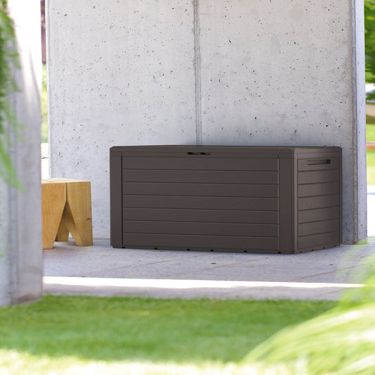 Baule da giardino Woody marrone 116x43x55cm