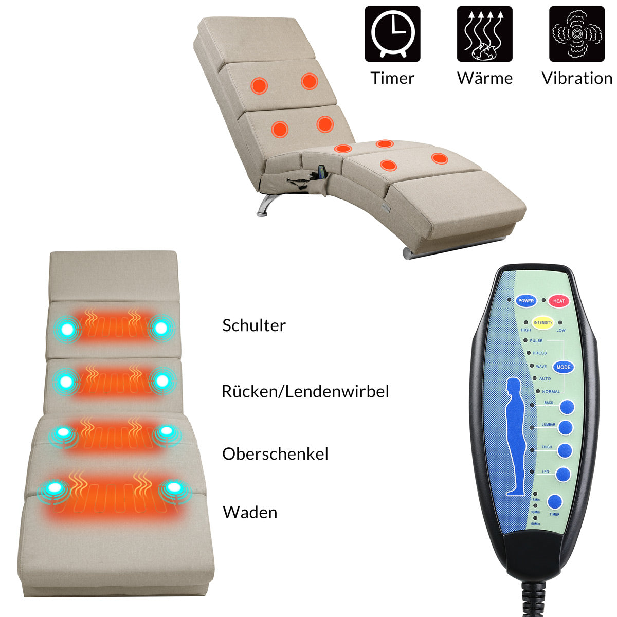 Poltrona relax London crema tessuto massaggiante