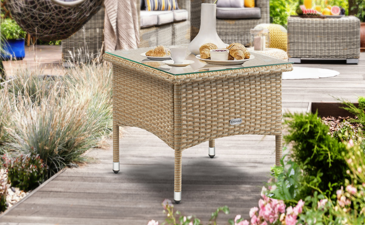 Tavolino da appoggio polyrattan grigio 50x50x45cm