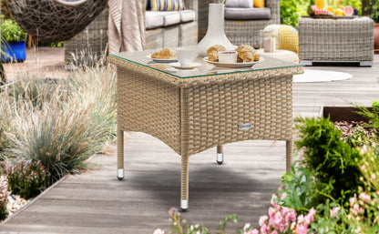 Tavolino da appoggio polyrattan grigio 50x50x45cm