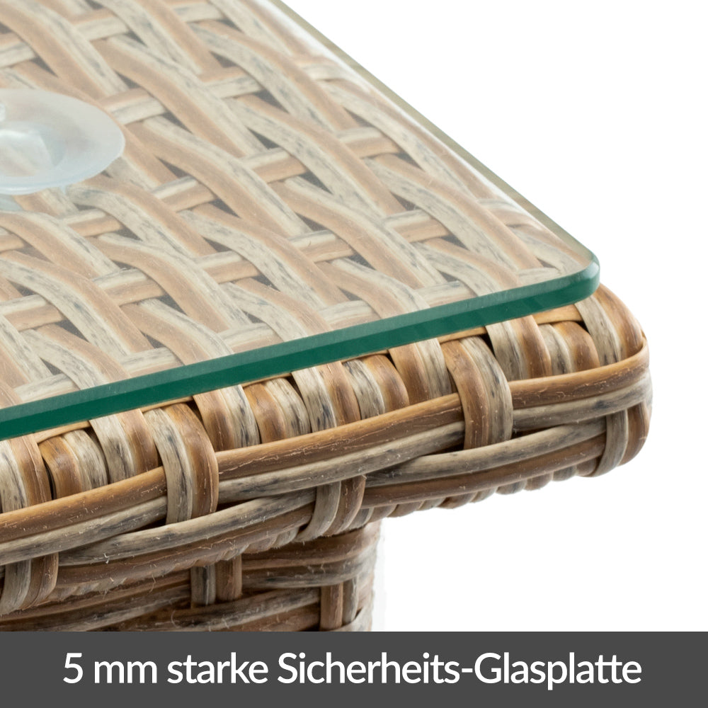 Tavolino da appoggio polyrattan grigio 50x50x45cm