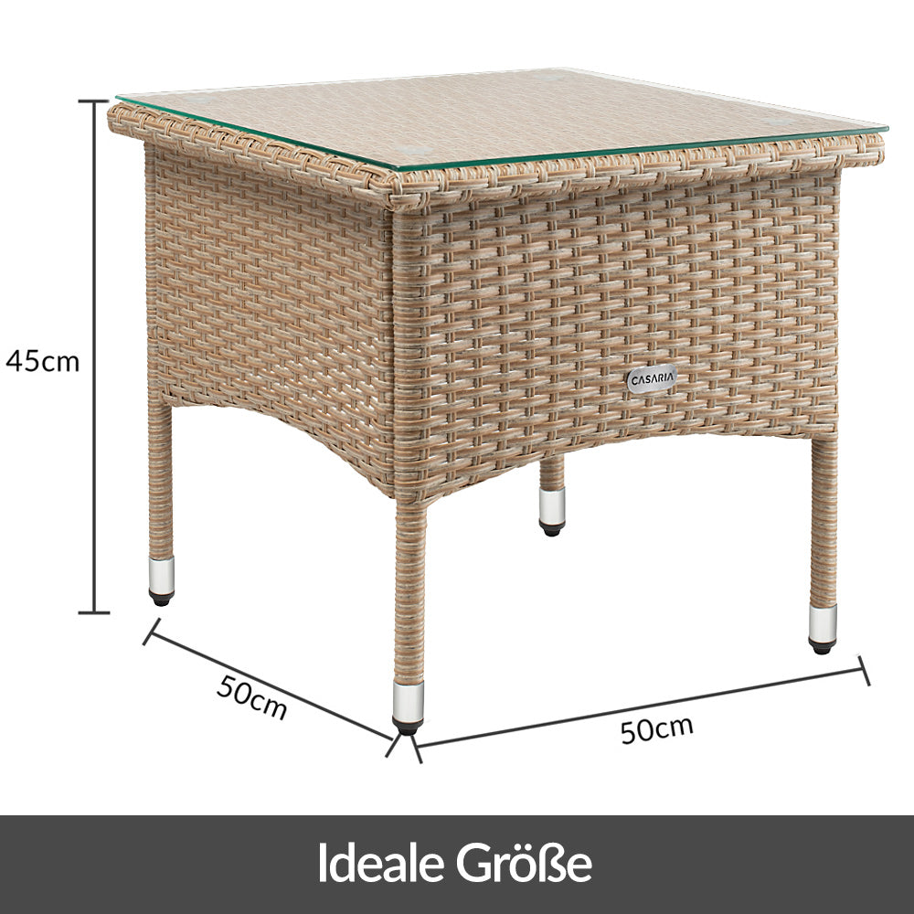 Tavolino da appoggio polyrattan grigio 50x50x45cm