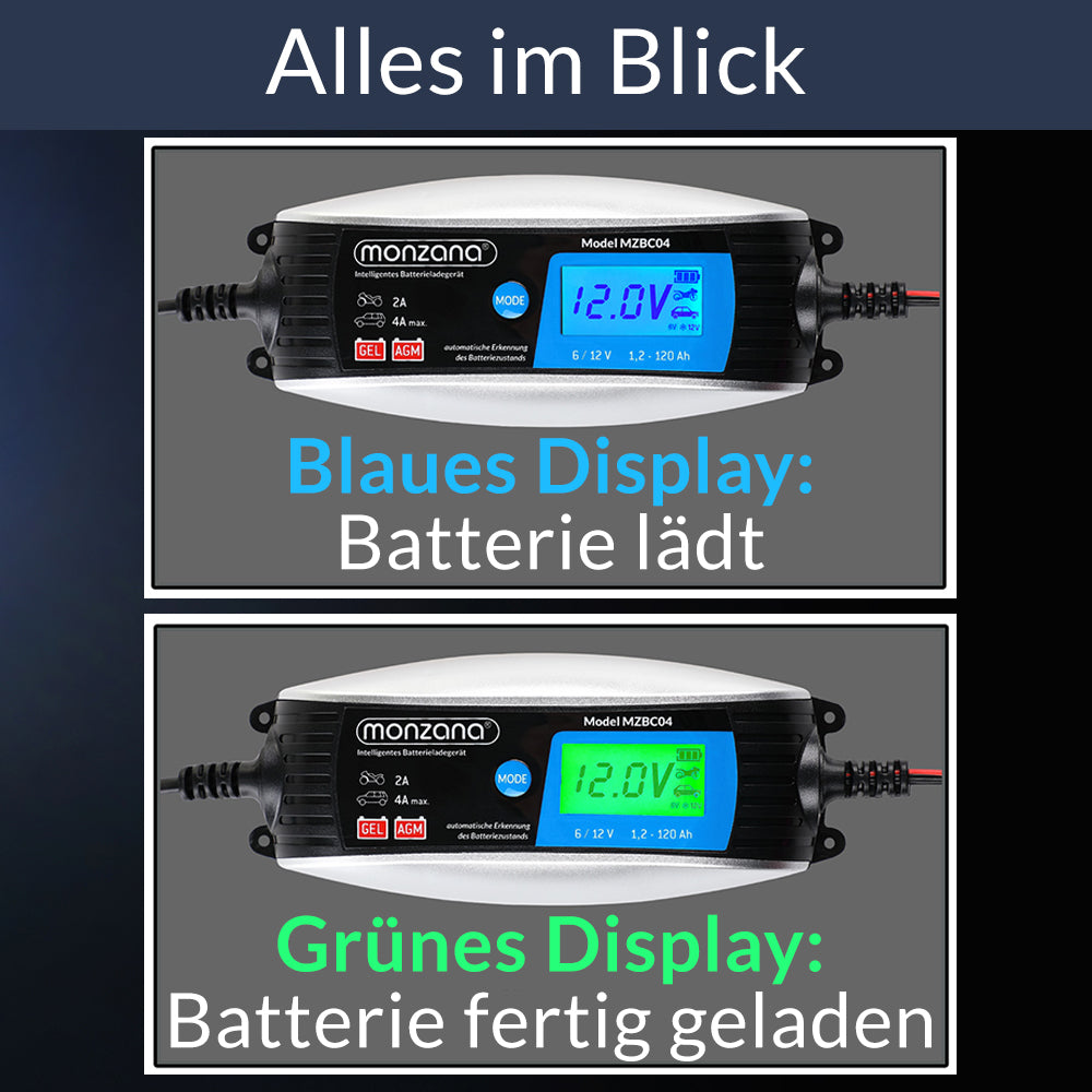 Caricatore batteria auto 6V/12V DC 4A/2A display LCD
