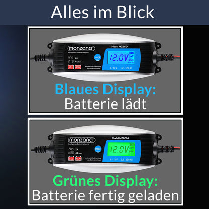 Caricatore batteria auto 6V/12V DC 4A/2A display LCD
