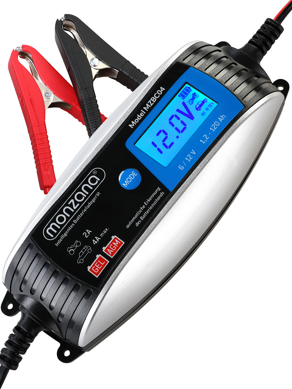 Caricatore batteria auto 6V/12V DC 4A/2A display LCD